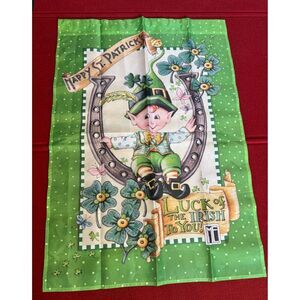 Vintage St. Patrick's Day‎ Leprechaun Wall Hanging/Tea Towel / house flag